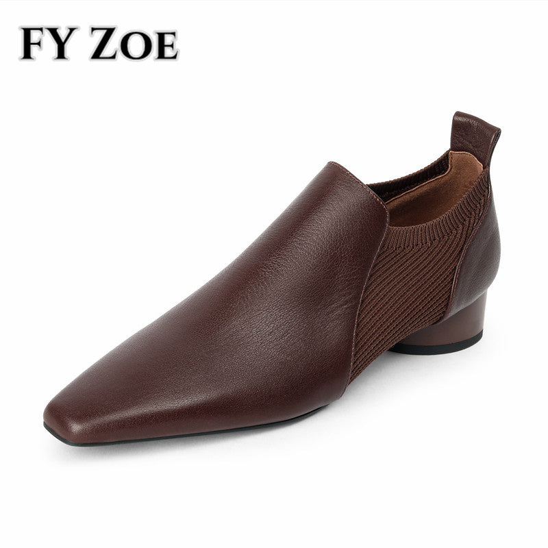 Leather Slip on Shoes for Women - Autumn