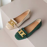 Suede Emerald Green Flat Shoes