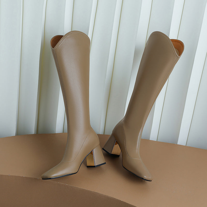square toe knee high boots
