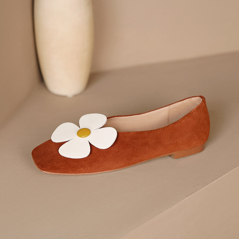 floral square toe flats