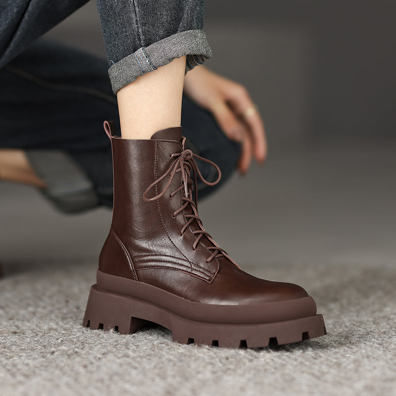 brown combat boots