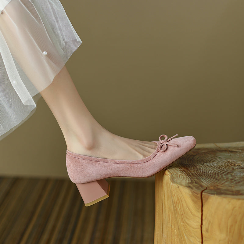 bow heels pink