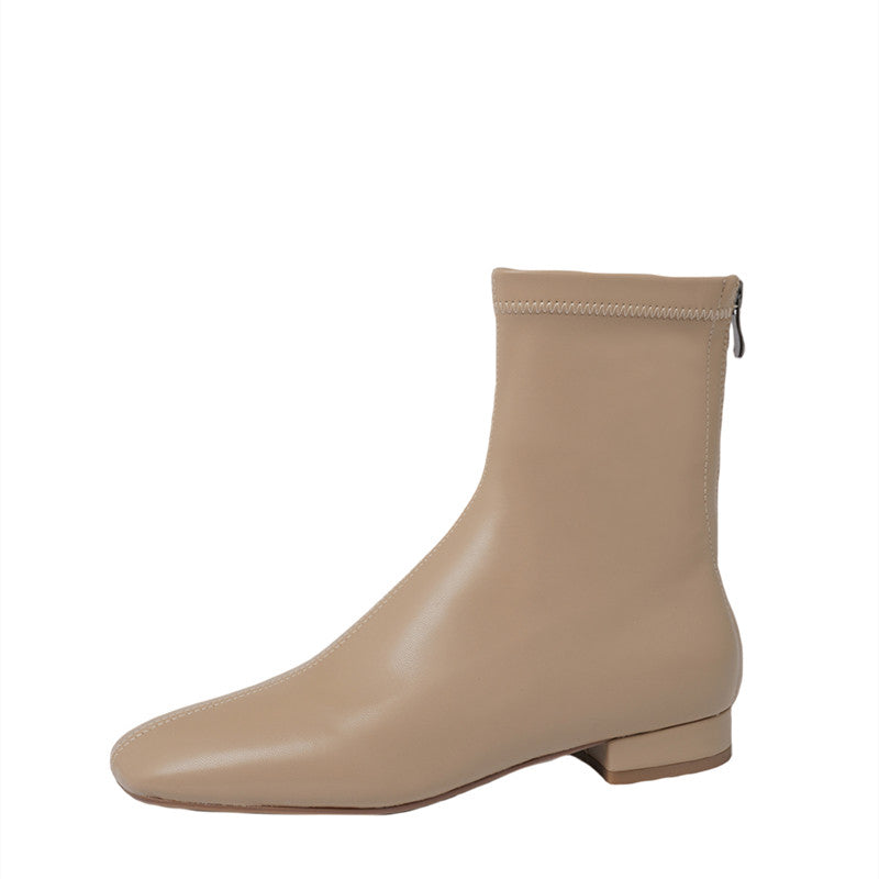 Indie Square Toe Nude Sock Ankle Boots
