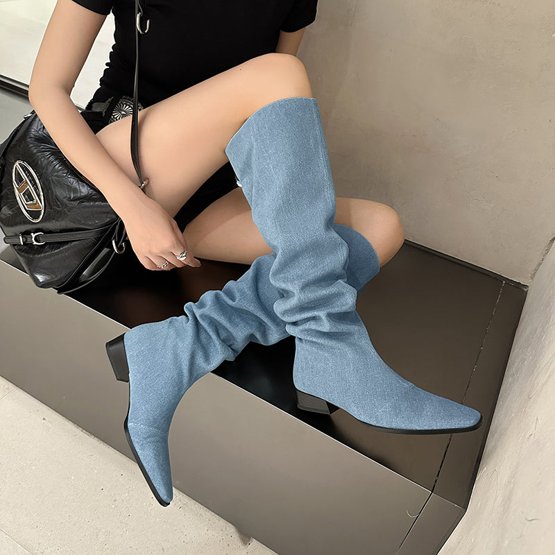 FY Zoe Denim Slouch Boots