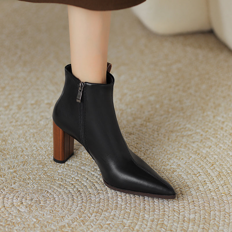 FY Zoe Almond Toe Ankle Boots with Heels