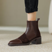 FY Zoe Burgundy Ankle Boots with Low Heels