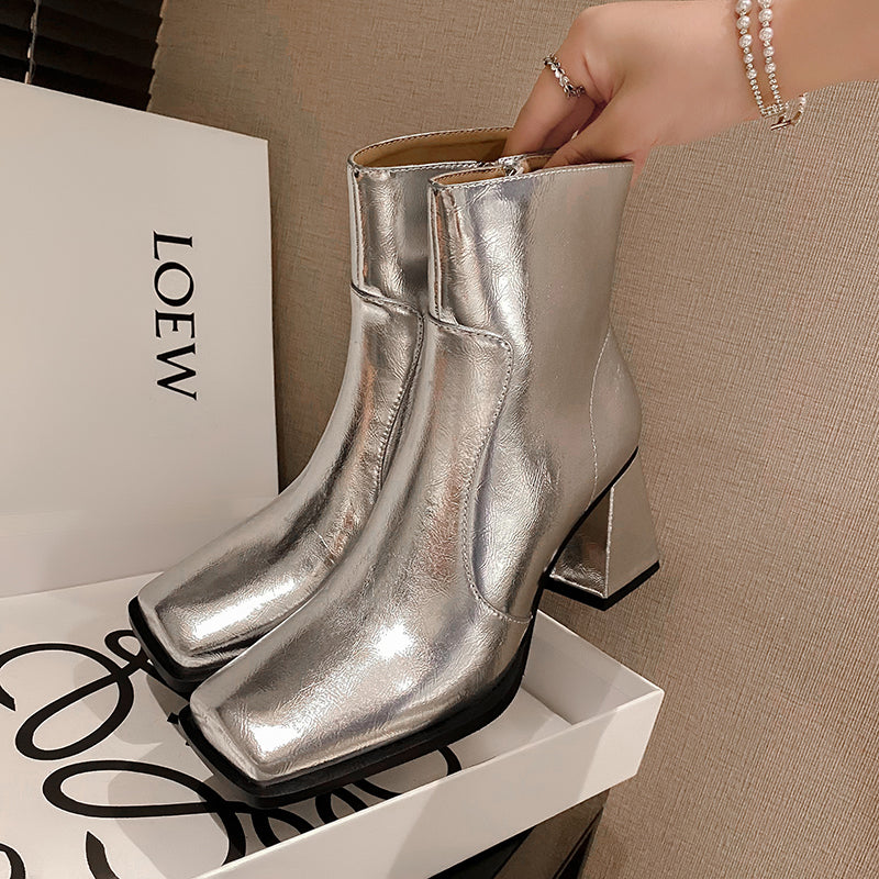 Silver Ankle Boots
