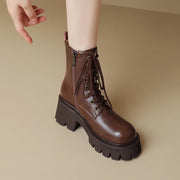 Brown Leather Platform Boots