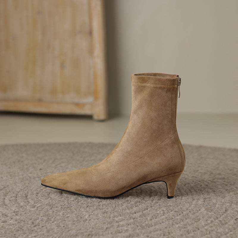 Beige kitten outlet heel ankle boots