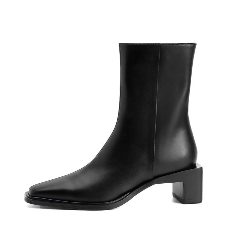 Helen Black Square Toe Ankle Boots