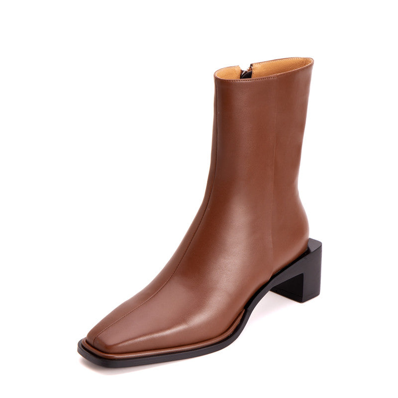 Helen Brown Square Toe Ankle Boots