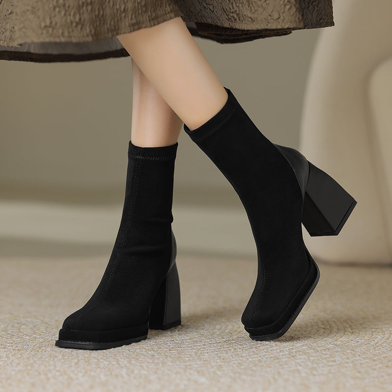 FY Zoe Patchwork Sock Ankle Boots