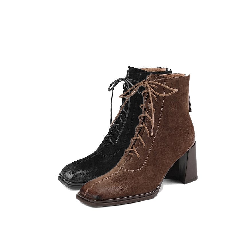 Nyomi Brown Lace up Ankle Boots