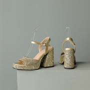 Glitter Gold Platform Heel