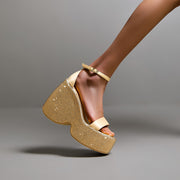 Gold Wedge Sandals