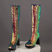 Sequin Gold Boots Knee High