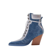 Denim Western Ankle Boots