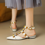 Ankle Strap Studded Flats