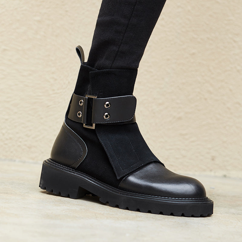 Wade Genuine Leather Strappy Boots