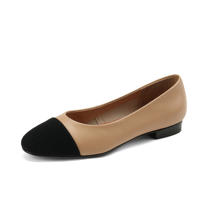 Fajr Nude Leather Flats for Women