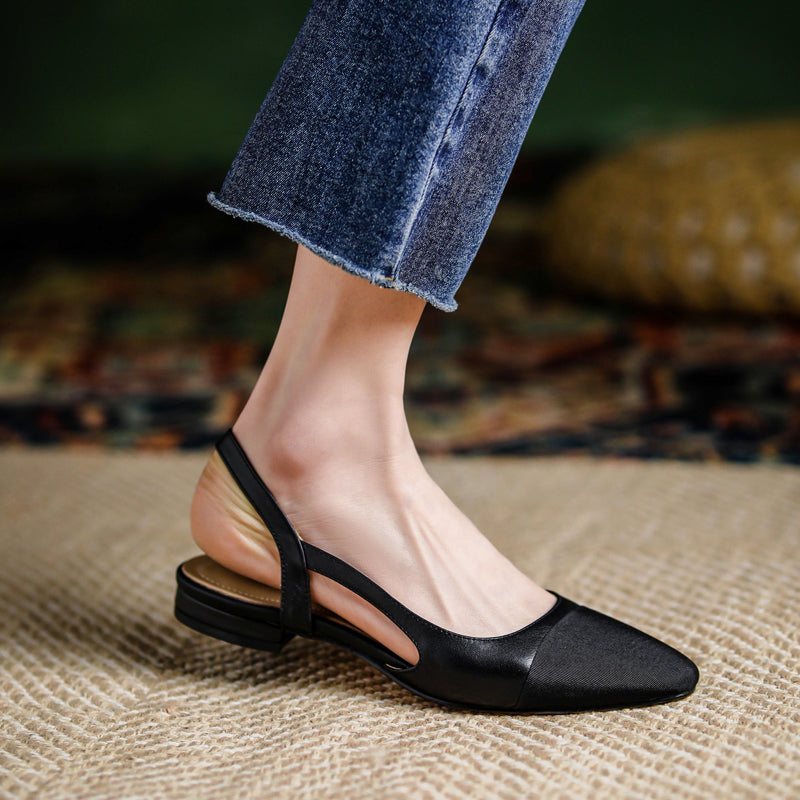 Womens black flat store slingback shoes