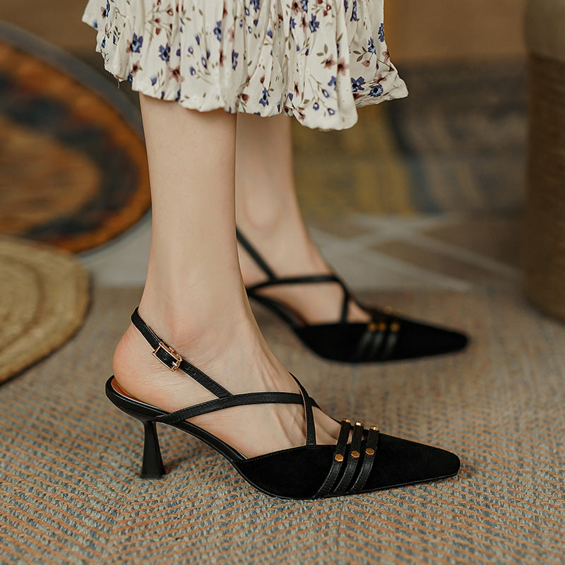 Women's Fashion Kitten Heel Sandals - TrishaStore.com