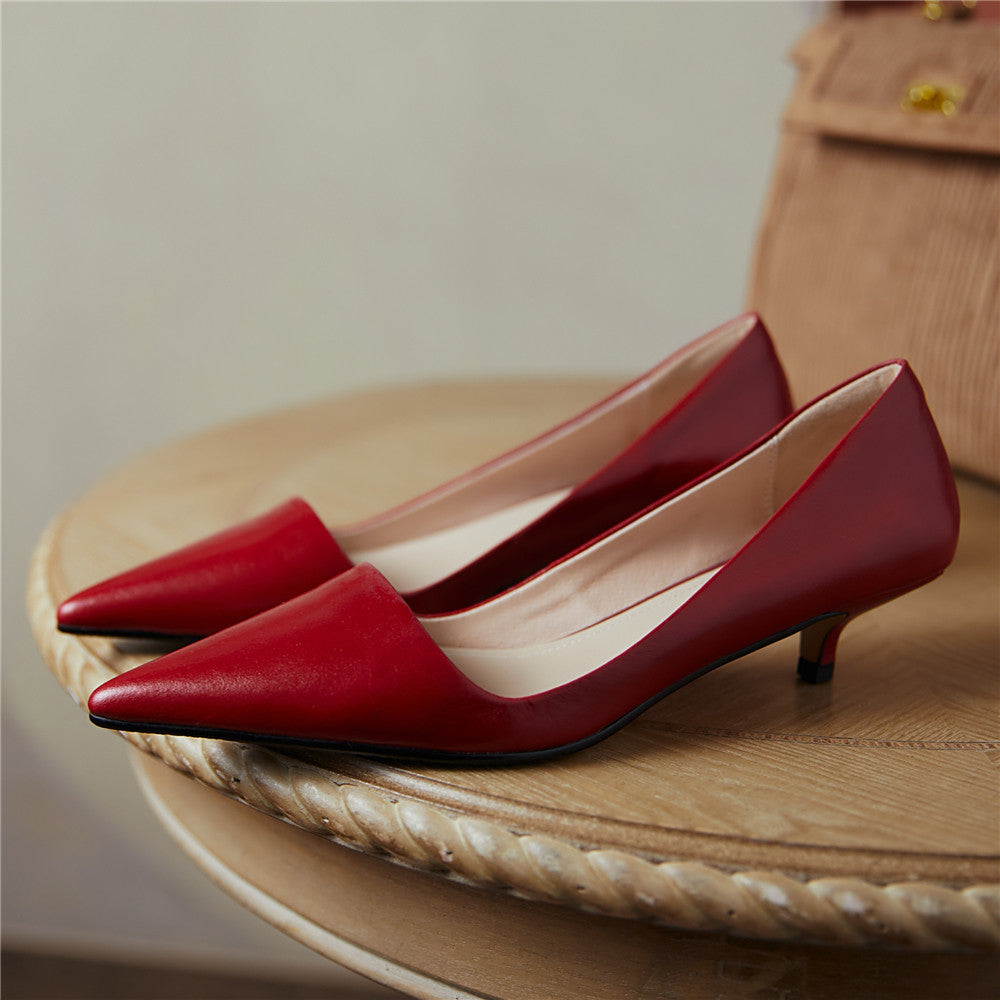 Kitten Heel Pointed Toe Court Shoes