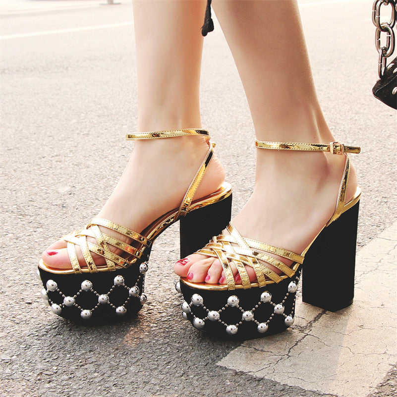 Olevia Black and Gold Platform Heels