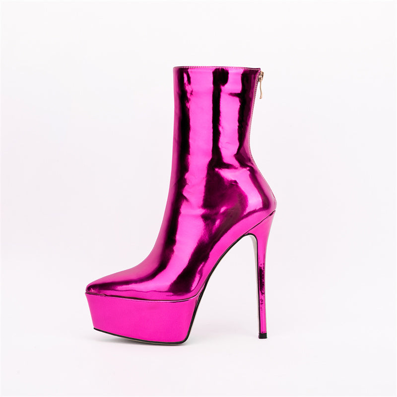 Harlow Stiletto Pink Metallic Boots