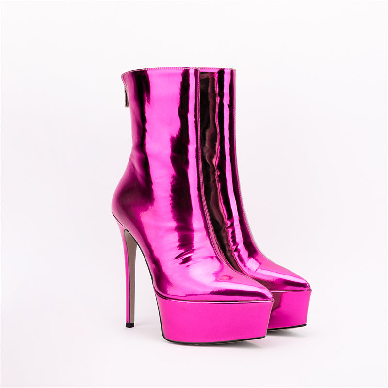 Harlow Stiletto Pink Metallic Boots