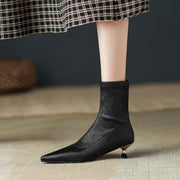Black Kitten Heel Ankle Boots