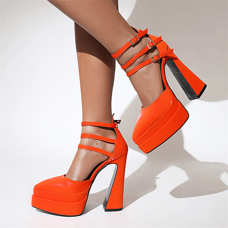 Foster Orange Platform Heels