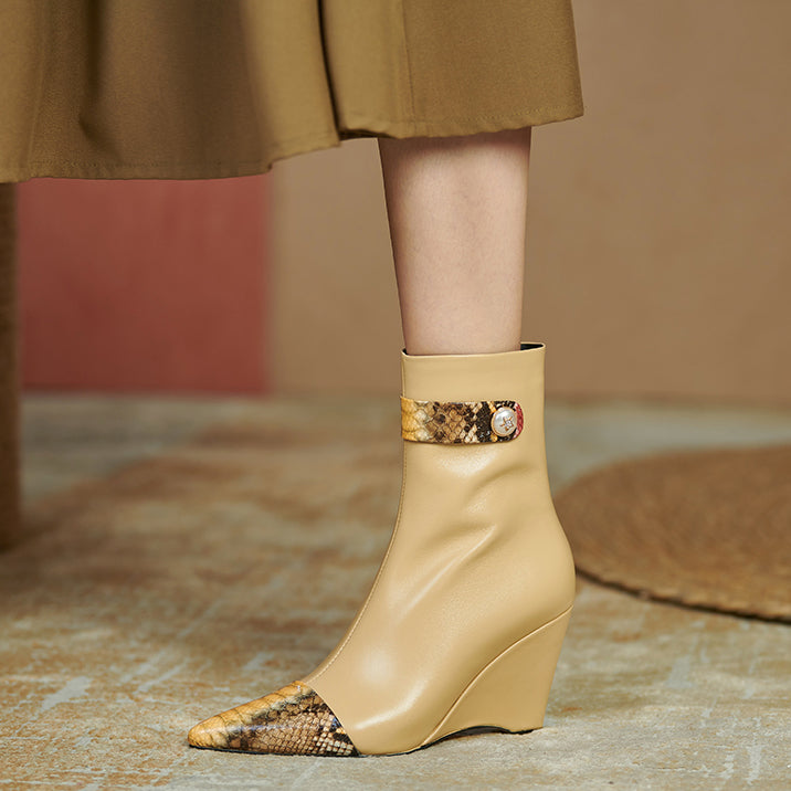 Felix Pointed Toe Nude Ankle Boots