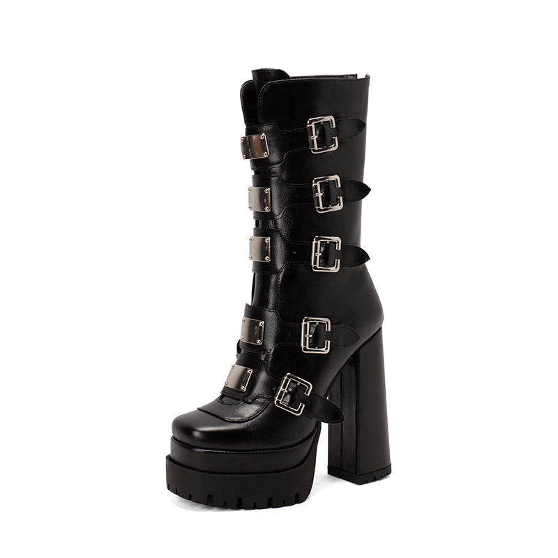 Fae Gothic Platform Boots with Buckles