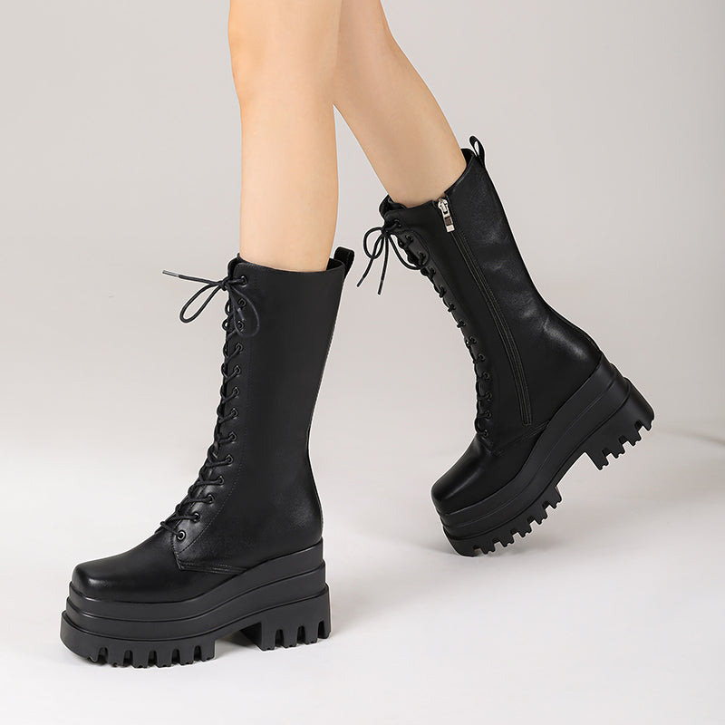 Black Wedge Boots for Women