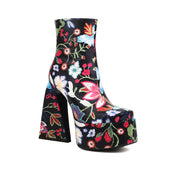Platform Floral Embroidered Boots