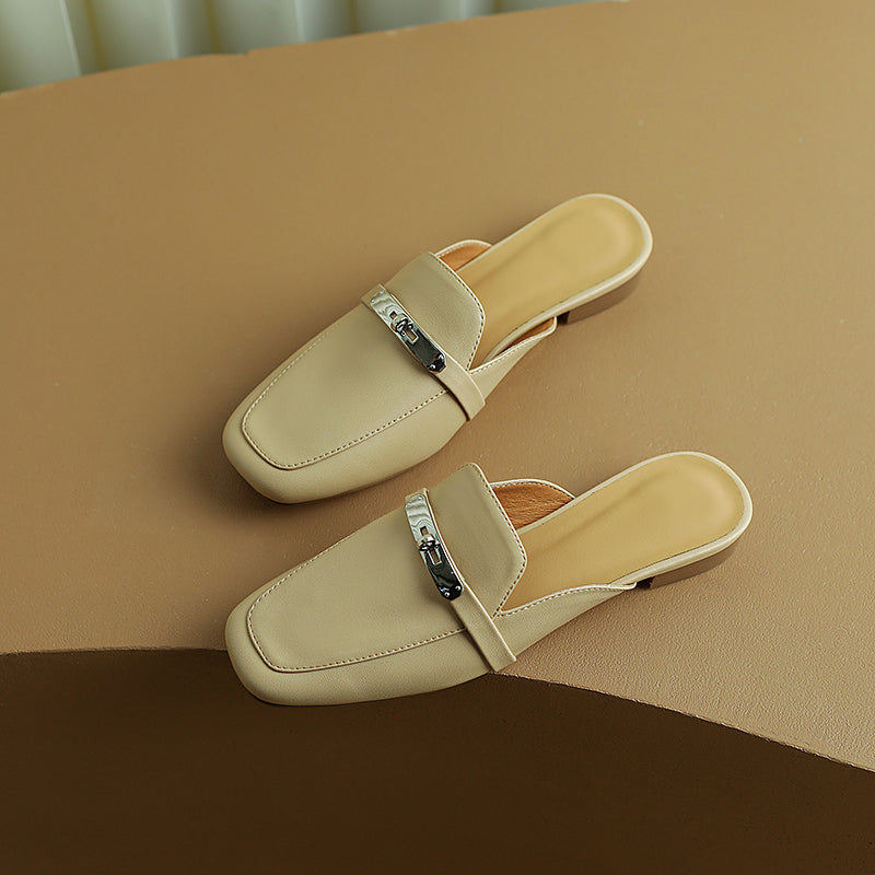 Erin Nude Loafer Mules