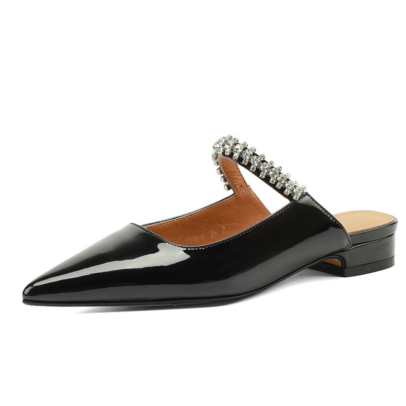 Danni Pointy Toe Mules with Rhinestones