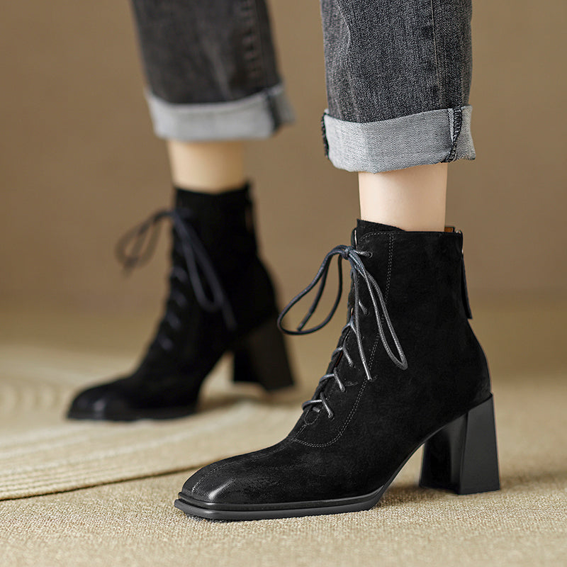 Lace-up Heel Booties Ladies Women Ankle Boots Heels Boots Shoes Women  Booties - China Footwear and Women Shoes price | Made-in-China.com