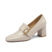 High Heeled Loafers Beige