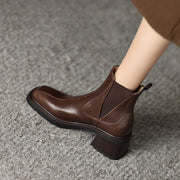 Square Toe Chelsea Boots Brown
