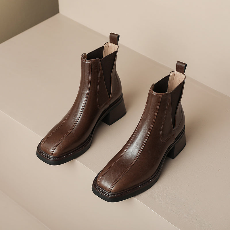 Square Toe Chelsea Boots Brown