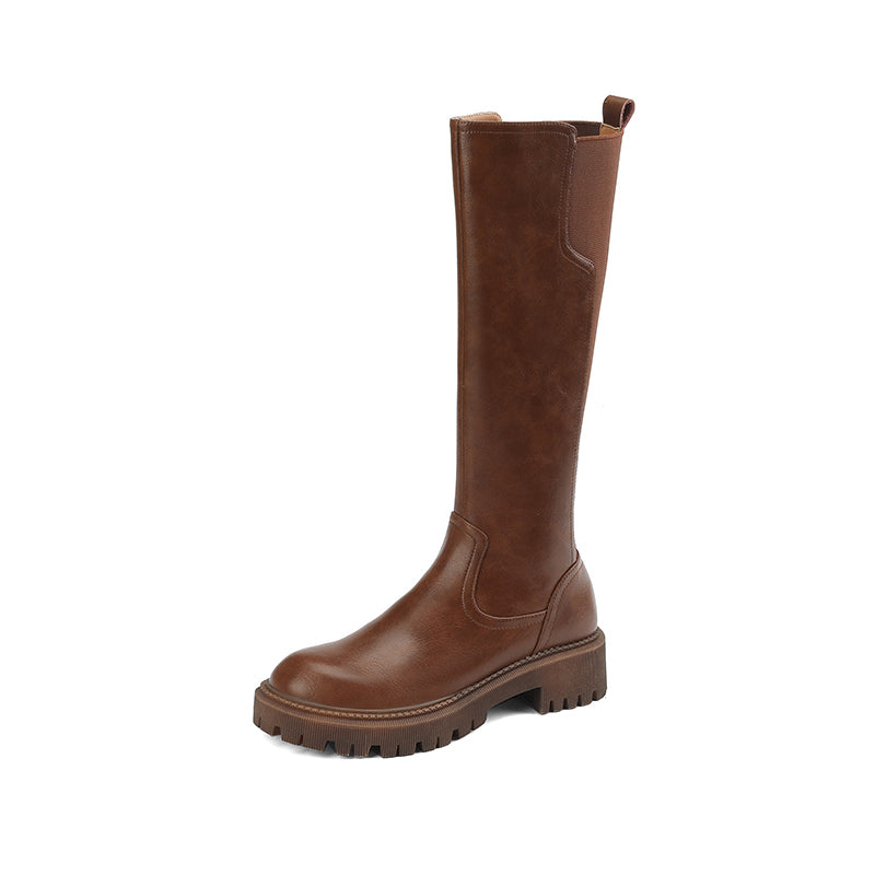 Platform Brown Knee High Boots - FY Zoe