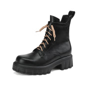 Black Lace up Platform Boots