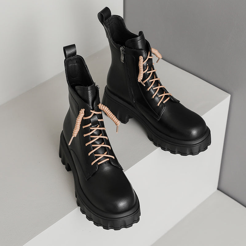 Black Lace up Platform Boots