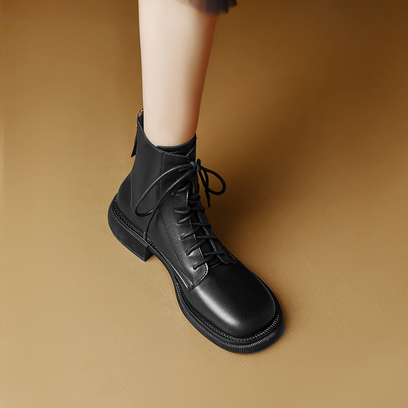 Fara Leather Black Ankle Boots