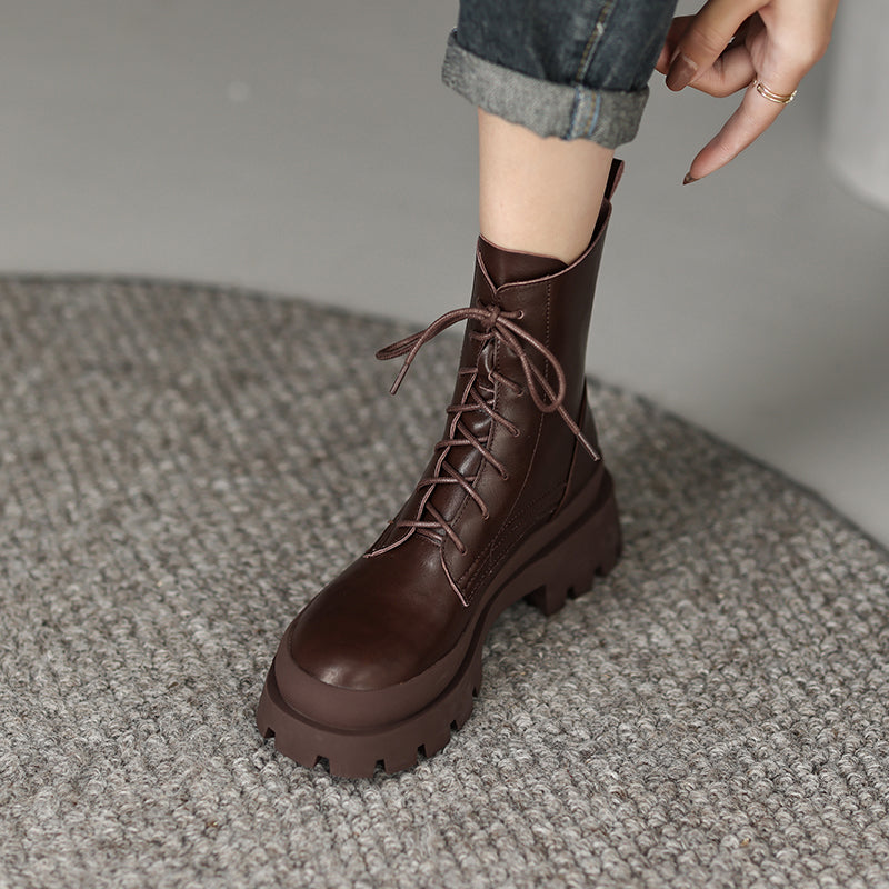 Womens Brown Combat Boots