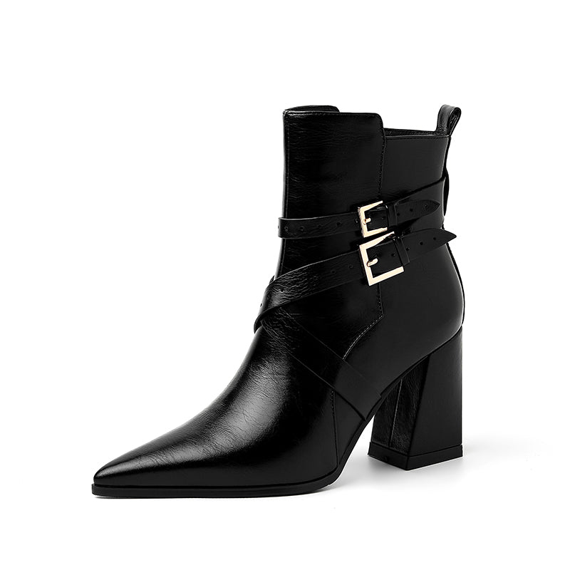 Black Pointed Toe Ankle Boots
