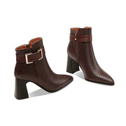 Pointed Toe Brown Heeled Boots