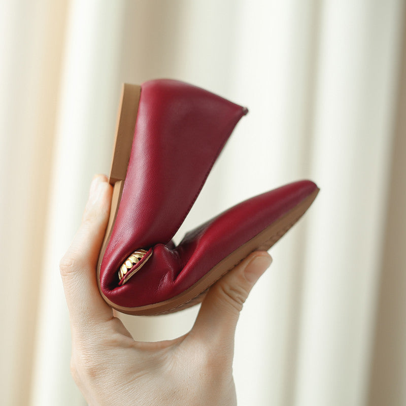 Pointed Toe Burgundy Flats
